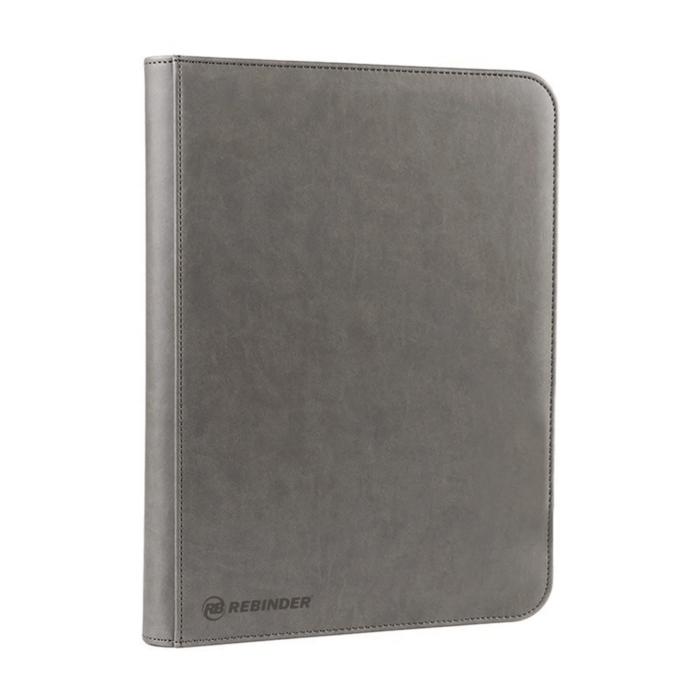 Grey - Zipped 9-Pocket Toploader Binder