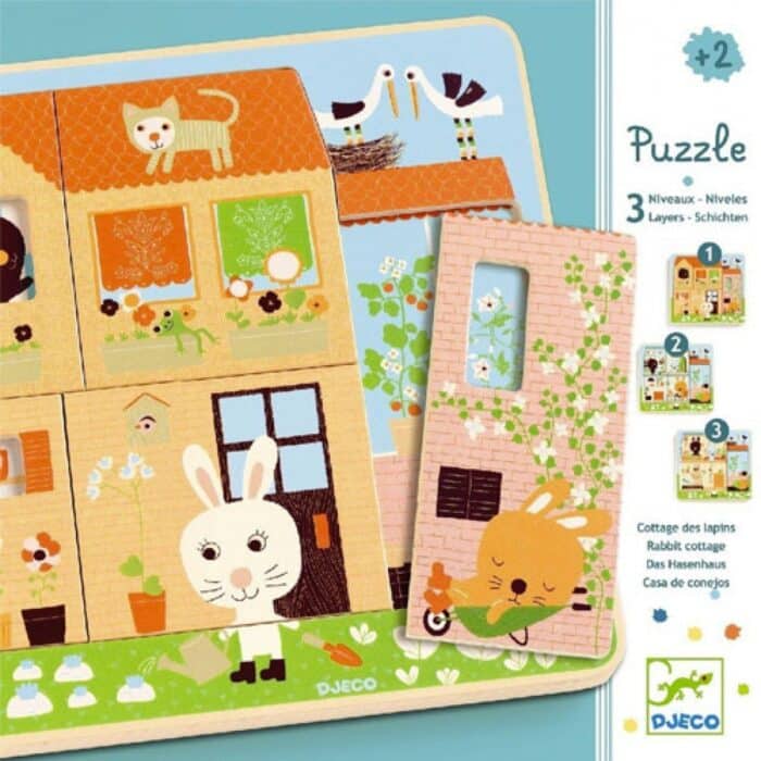 Konijnenhuis 3 lagen puzzel - 3, 4 & 5 stukken