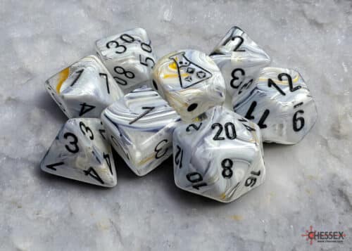 Marble Calcite/blue Polyhedral Lab Dice - 8 stuks