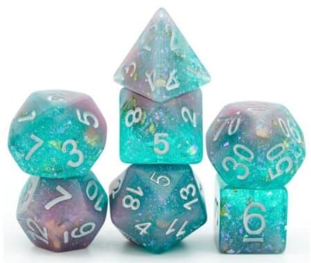 Pink & Green Seabed Treasure - Dice set - 7 stuks