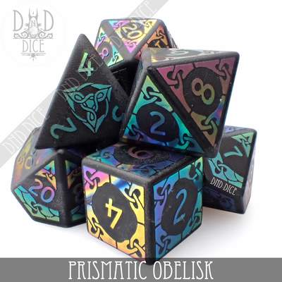 Prismatic Obelisk Obsidian - Gemstone Dice set - 7 stuks