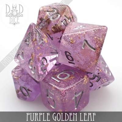 Purple Golden Leaf - Dice set - 7 stuks