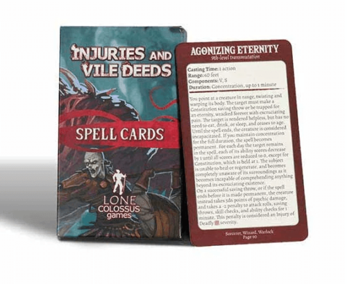 Spell Cards - Injuries and Vile Deeds - D&D 5E