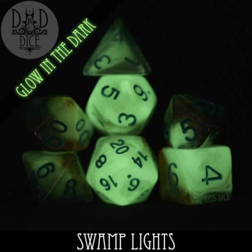 Swamp Lights - Glow in the Dark Dice set - 7 stuks