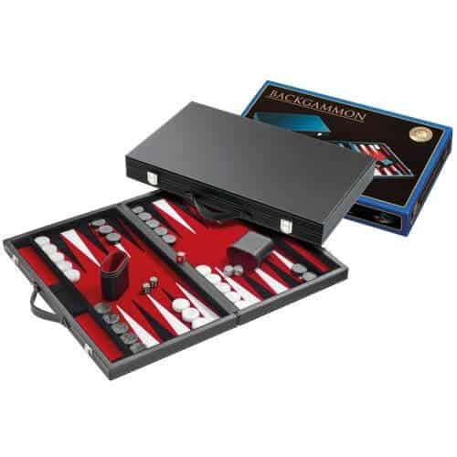 Backgammon 38 cm. Rood in Koffer