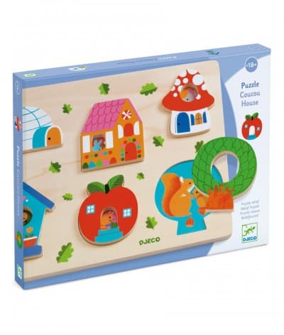 Houten puzzel huisjes