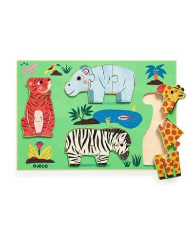 Puzzel Safaridieren - 4 x 3 stukken kinderpuzzel