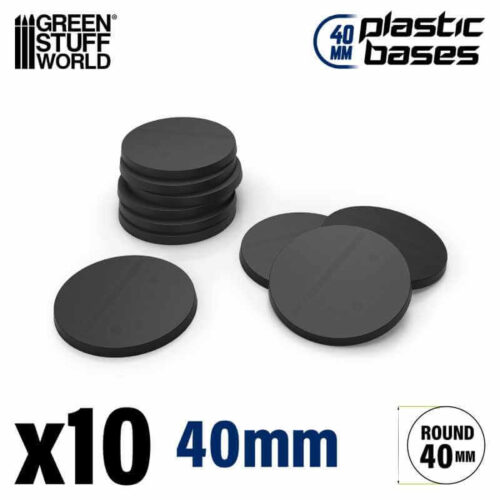 Black - Plastic Round Base 40mm - 10 stuks